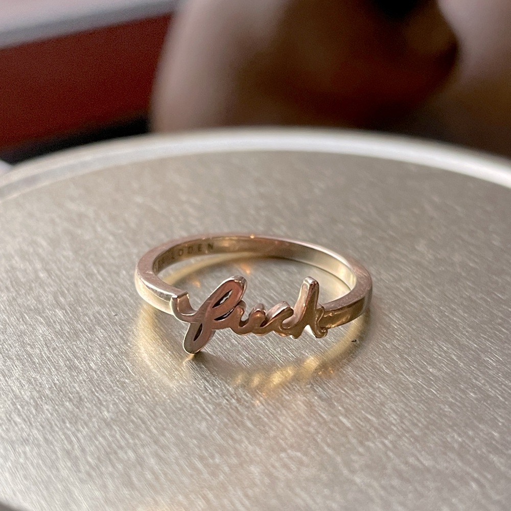 Solid 10k Gold F-bomb Script Ring